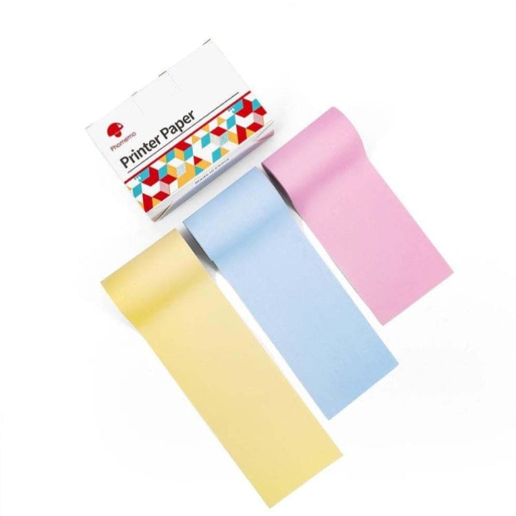 [3 PACK] Phomemo 50mm Thermal Coloured Paper Roll 6.5m Yellow/Pink/Blue