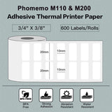 40x20mm Phomemo Pre-Cut Thermal Label Roll White 320 Labels per Roll - Phomemo