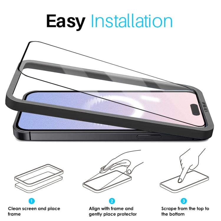 Curated visual reference: Visual Reference: 2 Pack Apple Iphone 16 Pro Northjo Glass Screen Protector