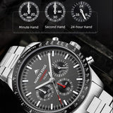 NORTH EDGE LONGWINGS Solar Charging Sports Watch | 50M Water-Resistant | Men’s Stainless Steel - North Edge
