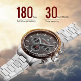 NORTH EDGE LONGWINGS Solar Charging Sports Watch | 50M Water-Resistant | Men’s Stainless Steel - North Edge