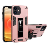 Shockproof Rugged Protective Cover with Metal Patch / Fold Out Stand for Apple iPhone 12 Mini - Metallic Rose - acc Noco