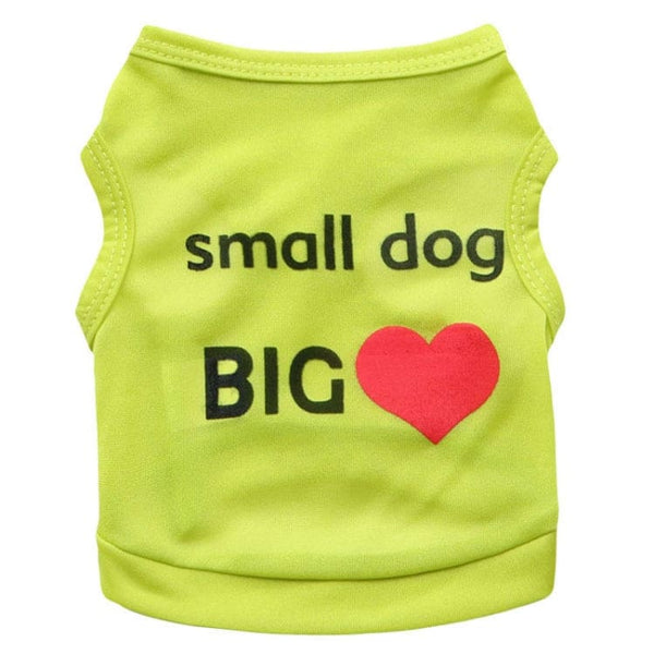 Small Dog Big Heart Printed Cotton Dog Singlet - Green - Extra Small - Pet NOCO