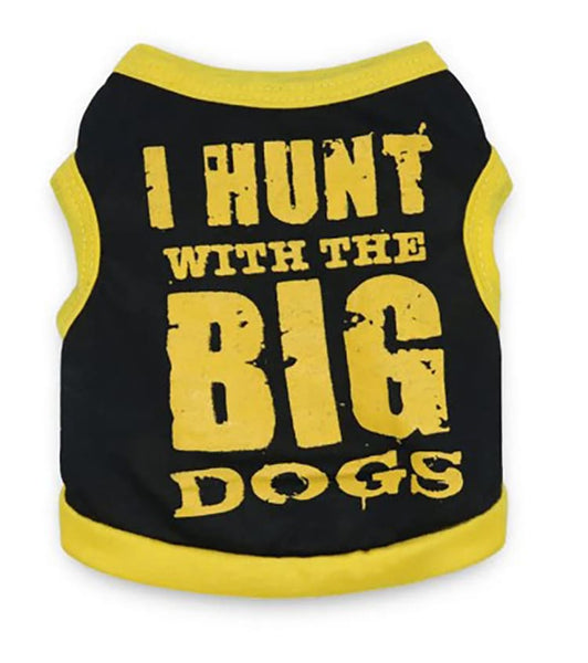 I Hunt With The Big Dogs Printed Tee for Dogs - Yellow and Black - Medium - Pet NOCO