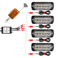 4 PACK AMBER Emergency LED Grille Lights Wireless Remote 12 Modes Metal Base - Automotive Noco