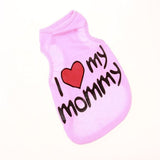 I Heart My Mommy Printed Cotton Dog Singlet - Pink - Medium - Pet NOCO