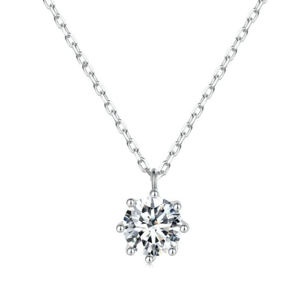 V Jewellery - S925 Sterling Silver White Gold Plated 6.0mm 0.8ct Moissanite Stone Necklace MSN003 - Jewelry Noco
