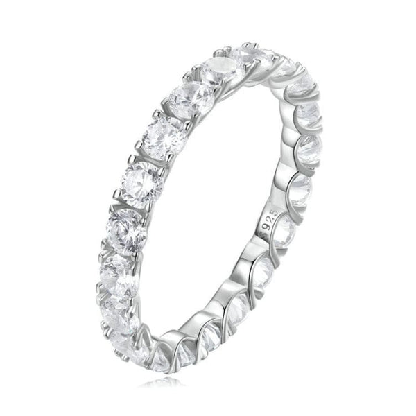 V Jewellery - Zircon Cut Gems S925 Sterling Silver Ring White Gold Plated R295 - Number 7 - Jewelry Noco