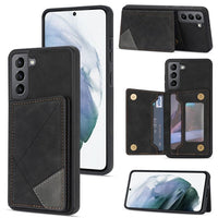 Samsung Galaxy S22 5G - Rhombus Shockproof Protective Case with Rear Wallet Card Holder - Black - Cover Noco
