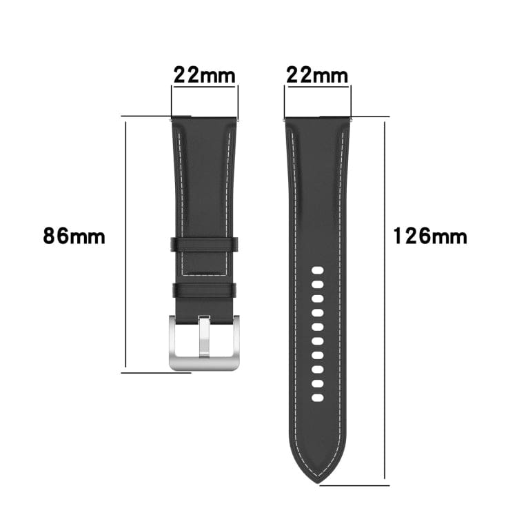 Watch Strap Replacement 22mm Width Genuine Leather Stitched Pattern