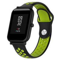 Watch Strap Replacement 18mm Width Dual Colour Silicone Perforated Anti-Sweat - Black and Green - watch Ulefone