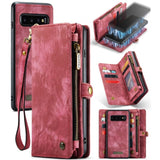 Samsung Galaxy S10 CaseMe 008 2-In-1 Wallet with Detachable Cover 8 Card Slots + Zip Pocket - Red - Cover CaseMe
