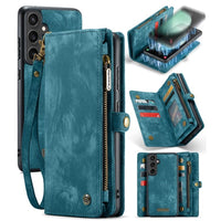 Samsung Galaxy S23 FE CaseMe 008 2-In-1 Wallet with Detachable Cover 8 Card Slots + Zip Pocket - Blue - Cover CaseMe