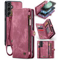 Samsung Galaxy S23 FE CaseMe 008 2-In-1 Wallet with Detachable Cover 8 Card Slots + Zip Pocket - Red - Cover CaseMe