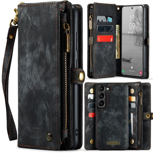 Samsung Galaxy S24+ 5G CaseMe 008 2-In-1 Wallet with Detachable Cover 8 Card Slots + Zip Pocket - Black - Cover CaseMe