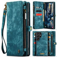 Samsung Galaxy S24 Ultra 5G CaseMe 008 2-In-1 Wallet with Detachable Cover 8 Card Slots + Zip Pocket - Blue - CaseMe