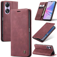 Oppo A78 4G CaseMe 013 Wallet Flip Cover Magnetic Closing Cover Card Slots - Red - Cover CaseMe