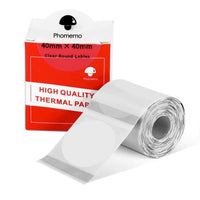 40x40mm Pre-Cut Non-Dry Reusable Direct Thermal Round Label Roll Clear 180 Labels per Roll - Gaming Noco