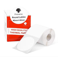 40x40mm Pre-Cut Round Thermal Label Roll White 180 Labels per Roll - Gaming Noco