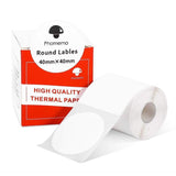 40x40mm Pre-Cut Round Thermal Label Roll White 180 Labels per Roll - Gaming Noco