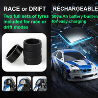 4301G 1:43 Scale RC 4WD Gyro Assist Drift Car LED Lights Drift and Race Tyres - Noco