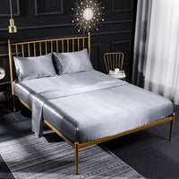 Super King Luxury Satin 4Pc Sheet Set 2x Pillow Cases Fitted Sheet Flat sheet - Grey - Bedding Noco