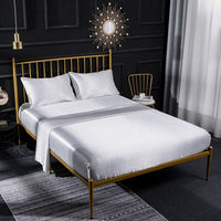 Super King Luxury Satin 4Pc Sheet Set 2x Pillow Cases Fitted Sheet Flat sheet - White - Bedding Noco