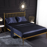 Super King Luxury Satin 4Pc Sheet Set 2x Pillow Cases Fitted Sheet Flat sheet - Blue - Bedding Noco
