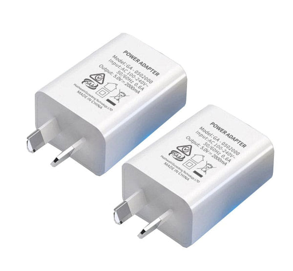 [2 Pack] 5V/2.0A 10W Fast USB Charger NZ Approved Suits most phones - charger NOCO