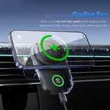 ESSAGER T15 15W Magnetic Car Wireless Charger Vent Mount with Cooling Fan & RGB Light - Essager