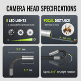 AD100 Articulating Borescope | OTG Phone Connection | 5.5mm Lens | 1.2M Length - Black and Orange - Teslong
