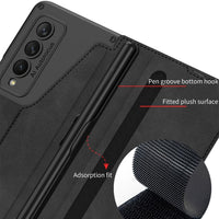 Samsung Galaxy Z Fold 4 5G GKK Leather Armor Cover Removable Pen Holder Card Slots - Cover GKK
