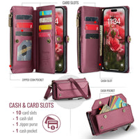 Apple iPhone 17 Air CaseMe C36 Wallet 7 Card Slots Cash Pocket Zipped Coin Wallet - CaseMe