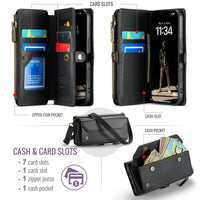 Apple iPhone 17 Pro CaseMe C36 Wallet 7 Card Slots Cash Pocket Zipped Coin Wallet - CaseMe
