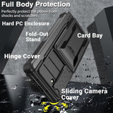 Samsung Galaxy Z Fold 5 5G Armored Camshield Cover with Card Drawer - Black - Cover GKK