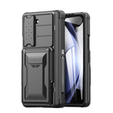 Samsung Galaxy Z Fold 5 5G Armored Camshield Cover with Card Drawer - Black - Cover GKK