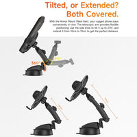 Armor Phone Next Gen UAN16 Vehicle Phone Holder Dash/Windscreen For Large Rugged Phones Ulefone