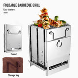 Folding Portable Stainless Steel Outdoor Wood Stove & Charcoal Grill Barbecue Kit - Noco