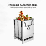 Folding Portable Stainless Steel Outdoor Wood Stove & Charcoal Grill Barbecue Kit - Noco