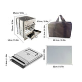 Folding Portable Stainless Steel Outdoor Wood Stove & Charcoal Grill Barbecue Kit - Noco
