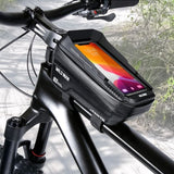 WILD MAN XT2 Waterproof Bike Phone Bag 1L Hard Shell Frame Case with Sun Visor - Black Solar Pattern - Noco