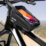 WILD MAN XT2 Waterproof Bike Phone Bag 1L Hard Shell Frame Case with Sun Visor - Black Twill Pattern - Noco
