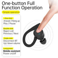 LeMonda BE1032 Wireless Earhook Earbuds TWS Bluetooth 5 Smart Touch Auto Pair Charging Case - Black - headphone Noco