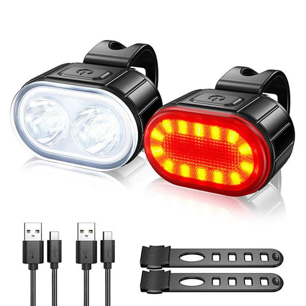 Rechargeable LED Mini Bike Light Set Front and Rear Multi-Mode - security Raypal