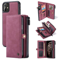 Apple iPhone 11 CaseMe 018 Detachable Wallet 17 Card Slots 2in1 Design - Red - Cover CaseMe