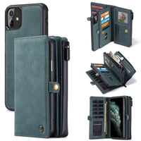 Apple iPhone 11 CaseMe 018 Detachable Wallet 17 Card Slots 2in1 Design - Blue - Cover CaseMe