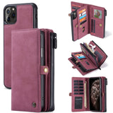 Apple iPhone 11 Pro CaseMe 018 Detachable Wallet 17 Card Slots 2in1 Design - Red - Cover CaseMe