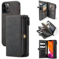 Apple iPhone 12 / 12 Pro CaseMe 018 Detachable Wallet 17 Card Slots 2in1 Design - Black - Cover CaseMe