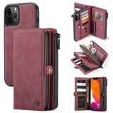 Apple iPhone 12 / 12 Pro CaseMe 018 Detachable Wallet 17 Card Slots 2in1 Design - Red - Cover CaseMe