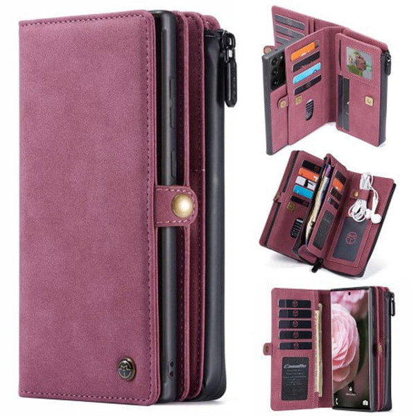 Samsung Galaxy Note 20 Ultra CaseMe 018 Detachable Wallet 16 Card Slots 2in1 Design - Red - Cover CaseMe